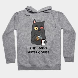 Funny Cat Drinking Coffee Cool Hoodie